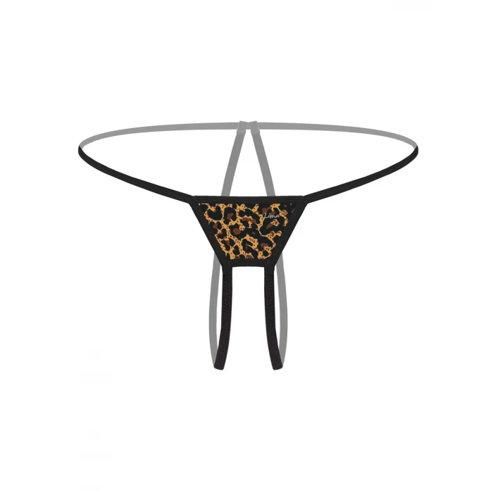 Özel Bölgesi Açık Leopar Desenli Fantezi G String