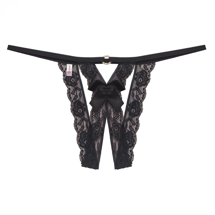 Özel Bölgesi Açık Taşlı Dantelli Fantezi Külot