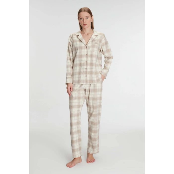 Pamuklu Uzun Kol Gömlek Pantolon Pijama Takımı