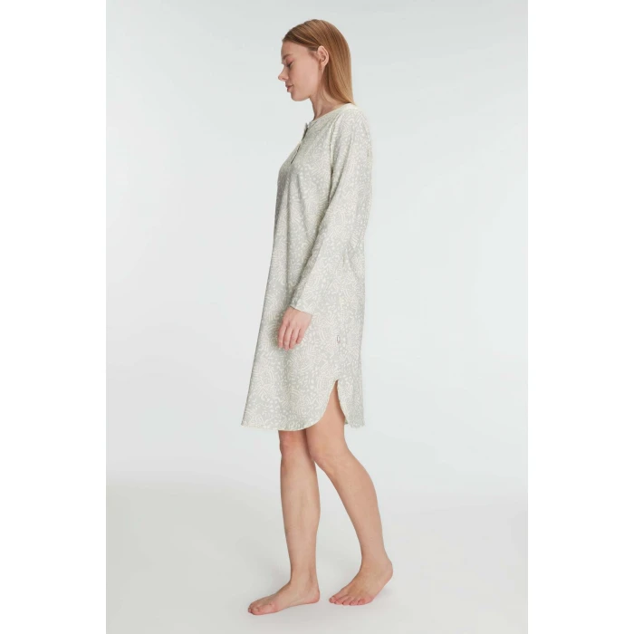Pamuklu Uzun Kollu Gecelik