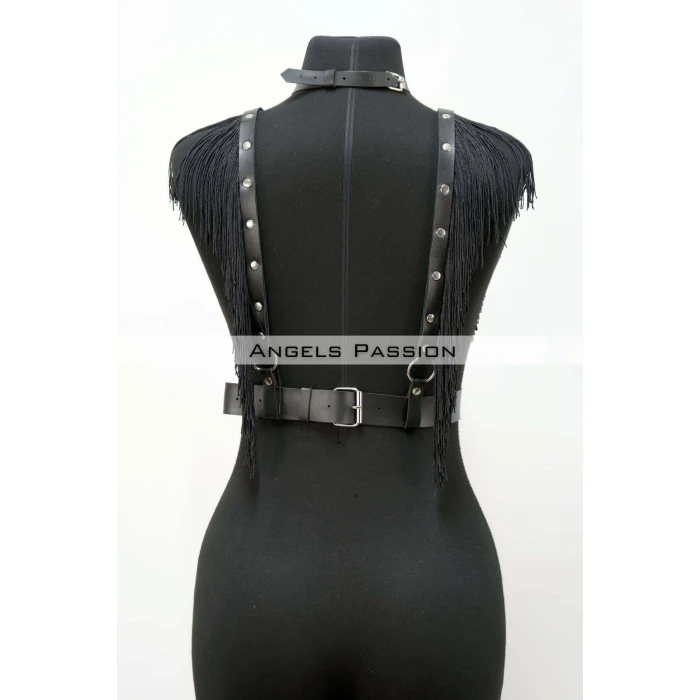 Püskül Ve Deri Büstiyer Harness, Püsküllü Clubwear, Deri Büstiyer - Brf767