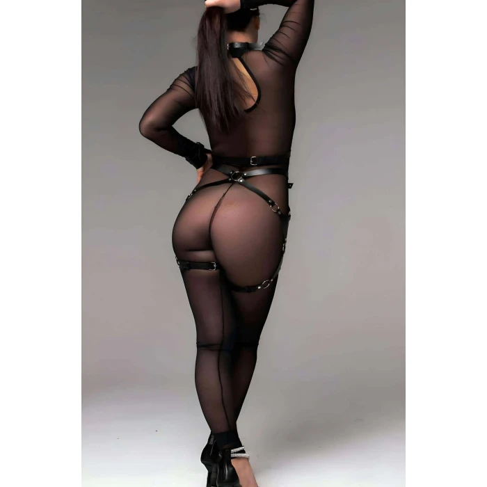 Seksi Göğüs Ve Popo Saran Bikelikli Jartiyer Takım - Brf1222