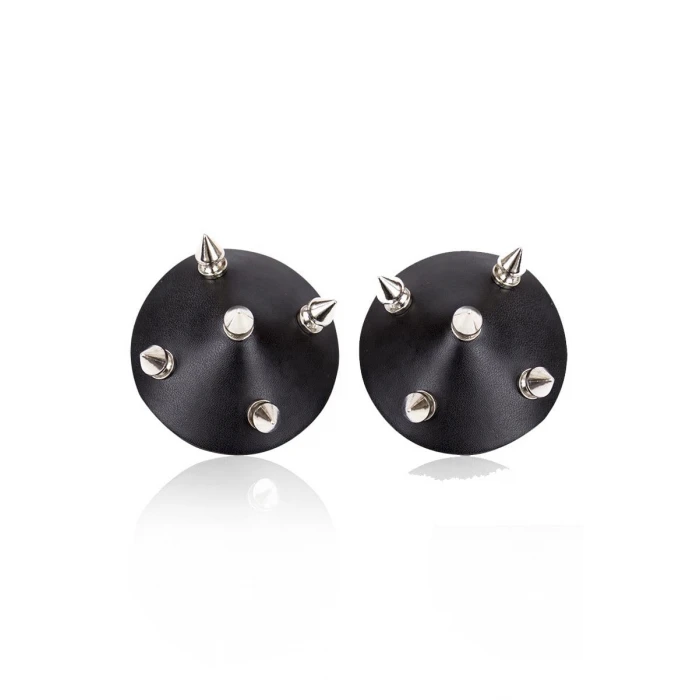 Siyah Çivili Deri Fantezi Göğüs Ucu Kapatıcı