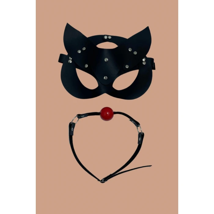 Siyah Deri Maske Ve Ağız Topu Herness Aksesuar