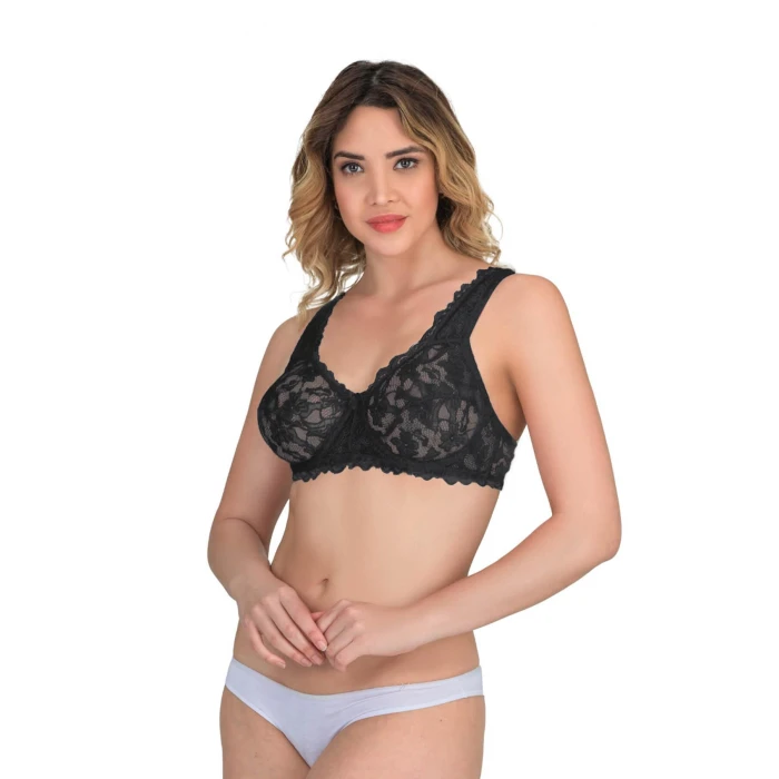 Siyah Mı Emay 178 B Balenli Dantelli Sütyen