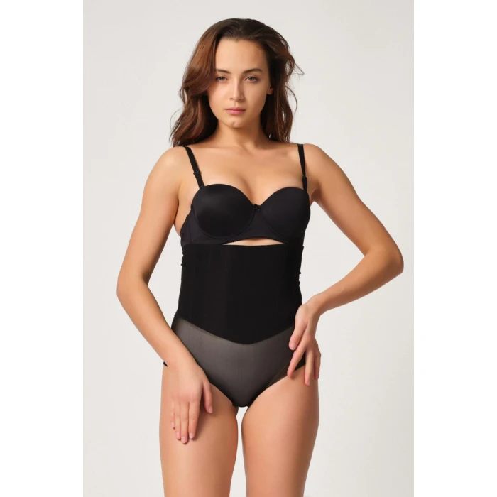 Siyah Mı Emay 2945 Tül Karyokalı Slip Lazer Korse