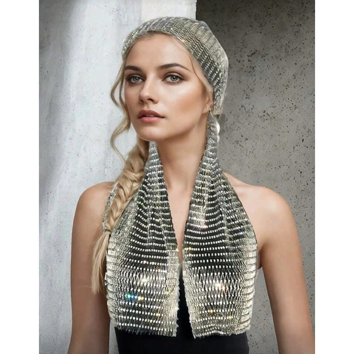 Taşlı Kafa Aksesuarı Kristal Bandana