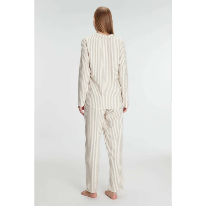 Uzun Kol Çizgili Gömlek Ve Pantolon Takım Pijama Takımı