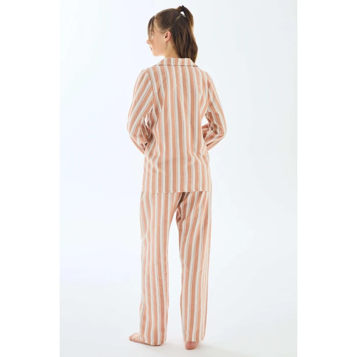 Viscose Çizgili Gömlek Pantolon Pijama Takımı