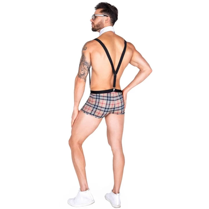 Ekose Desenli Boxerlı Fantezi Erkek Kostüm