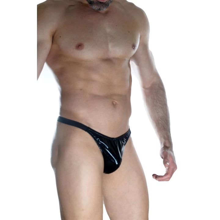 Erkek  Arkası Büzgülü Siyah Lame Brazillian Slip