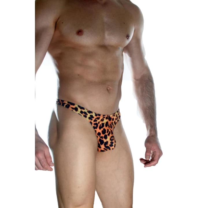 Erkek  Arkası Metalli Leopar Tanga Çamaşır