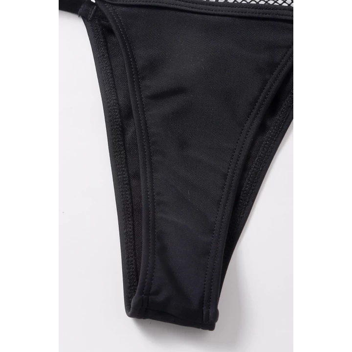 Kadın Siyah File Detaylı Özel Bikini Takımı
