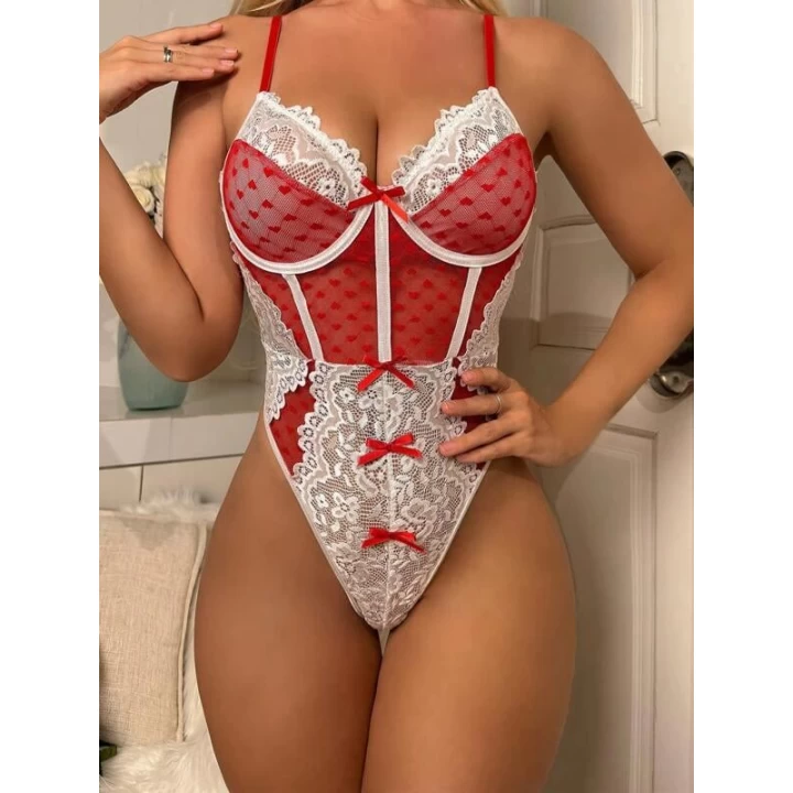 Kırmızı Fantezi Body Hemşire Kostümü