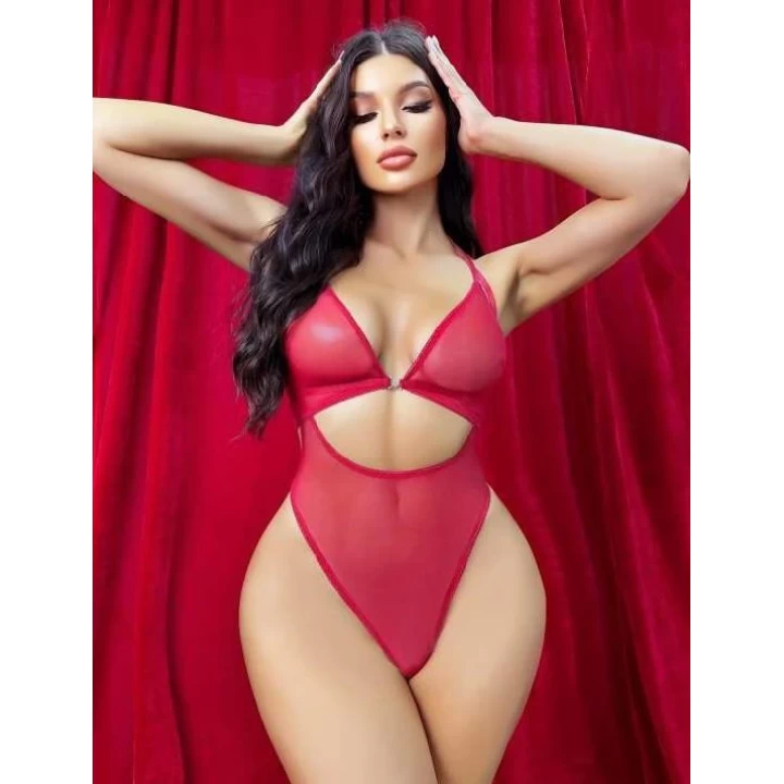 Kırmızı Transparan Fantezi Babydoll