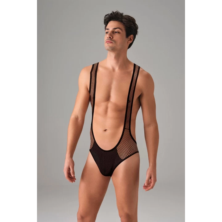 Siyah Erkek  File Kumaş Askılı Jockstrap Body 3053