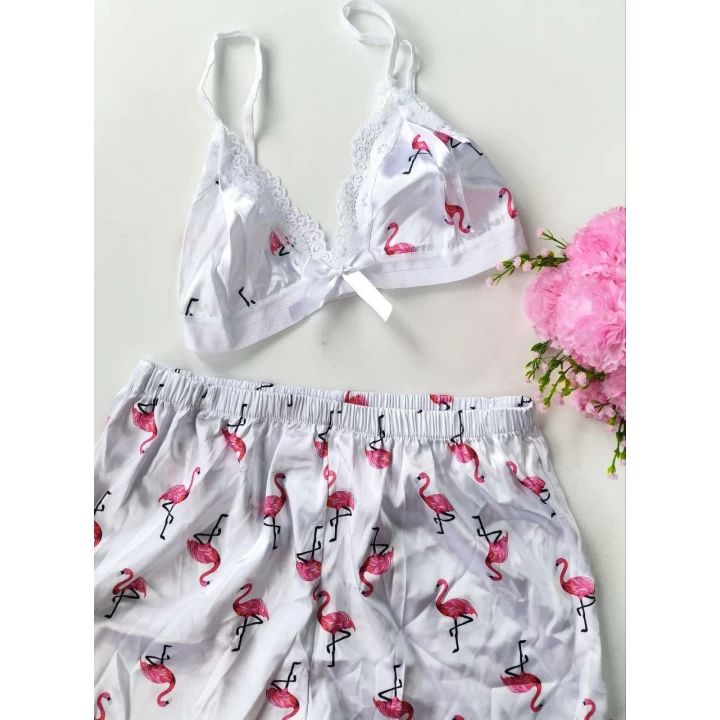 Şortlu Sexy Filamingolu Takım