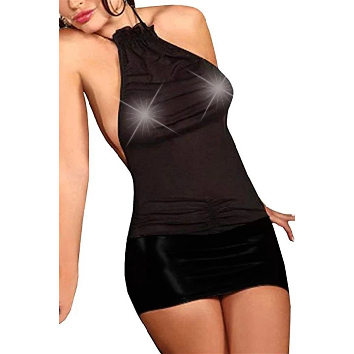 Transparan Seksi Mini Elbise