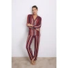 %100 Modal Uzun Kollu Düğmeli Çizgili Pijama Takımı