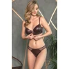 Deri Görünümlü Balenli Destekli Dolgulu Askıları Çıkabilen Ortası Fermuarlı Büstiyer Sütyen Ve Slip Takım