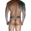 Erkek  Arkası Metalli Mavi Tanga Çamaşır