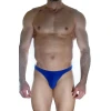 Erkek  Arkası Metalli Mavi Tanga Çamaşır