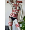 Fantazi İç Giyim Modelleri Kırmızı Deri Fantezi Giyim - Brf524
