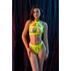 Fantezi Lastik Şerit Sütyen Külot Takım Neon Sarı (mgp6641)