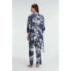 İp Askılı V Yaka Kadın Viskon Çiçek Desenli Yazlık Dantel Detaylı Pijama Takımı Sabahlık