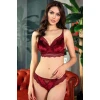 Kadife Balenli Destekli Dolgulu Dantelli Büstiyer Sütyen Ve Slip Takım
