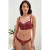 Kadın Balenli Destekli Dolgulu Yaka Detaylı Fermuarlı Dantelli Büstiyer Sütyen Ve Slip Takım
