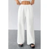 Kadın Beyaz Bol Kesim Cepli Geniş Paça Dökümlü Pantolon