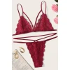 Kadın Bordo Dantel Sütyen Külot Takımı