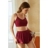 Kadın Bordo Şortlu Kaşkorse Gecelik Takım
