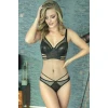Kadın Deri Görünümlü Balenli Desteksiz Dolgusuz Toparlayıcı Küçültücü Büstiyer Sütyen Ve Slip Takım