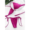 Kadın Fuşya Yandan Bağlamalı Tangalı Üçgen Bikini Mayo Takımı