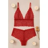 Kadın Kırmızı Dantel Bralet Şort Takımı – Tutkulu Ve Çekici İç Giyim