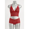 Kadın Kırmızı Dantel Bralet Şort Takımı – Tutkulu ve Çekici İç Giyim
