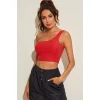 Kadın Kırmızı Tek Omuz Crop Büstiyer