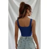 Kadın Lacivert Kalın Askılı Crop Top Büstiyer
