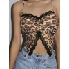 Kadın Leopar Desenli Crop Önden Dantel Detaylı 5095
