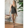 Kadın Saten Çiçek Baskılı Sabahlık Dantelli Atlet Ve Pantolon Pijama 3lü Takım
