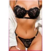 Kadın Siyah Dantelli Balenli Sütyen Külot Takım