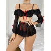 Kadın Siyah Etek Bustiyer Sexy Gecelik Takım 3831
