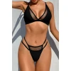 Kadın Siyah File Detaylı Özel Bikini Takımı