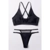 Kadın Siyah File Detaylı Özel Bikini Takımı