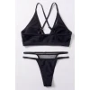 Kadın Siyah File Detaylı Özel Bikini Takımı