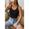 Kadın Siyah Kolsuz Kalın Askılı Uzun Crop Top Bluz & Atlet