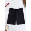 Kadın Siyah Önden Bağcıklı Deniz Şortu