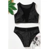 Kadın Siyah Tül Detaylı Yüksek Bel Sütyen Takımı